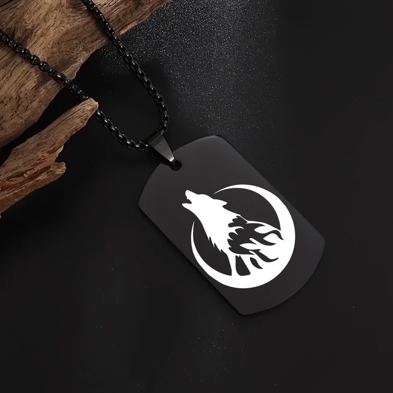 Men's Custom Engraved Nordic Viking Wolf Head Pendant Necklace